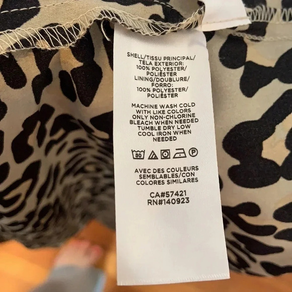 LOFT Silky High Neck Elastic Waist Classic Animal Print Dress - Size 10P - Picture 12 of 12